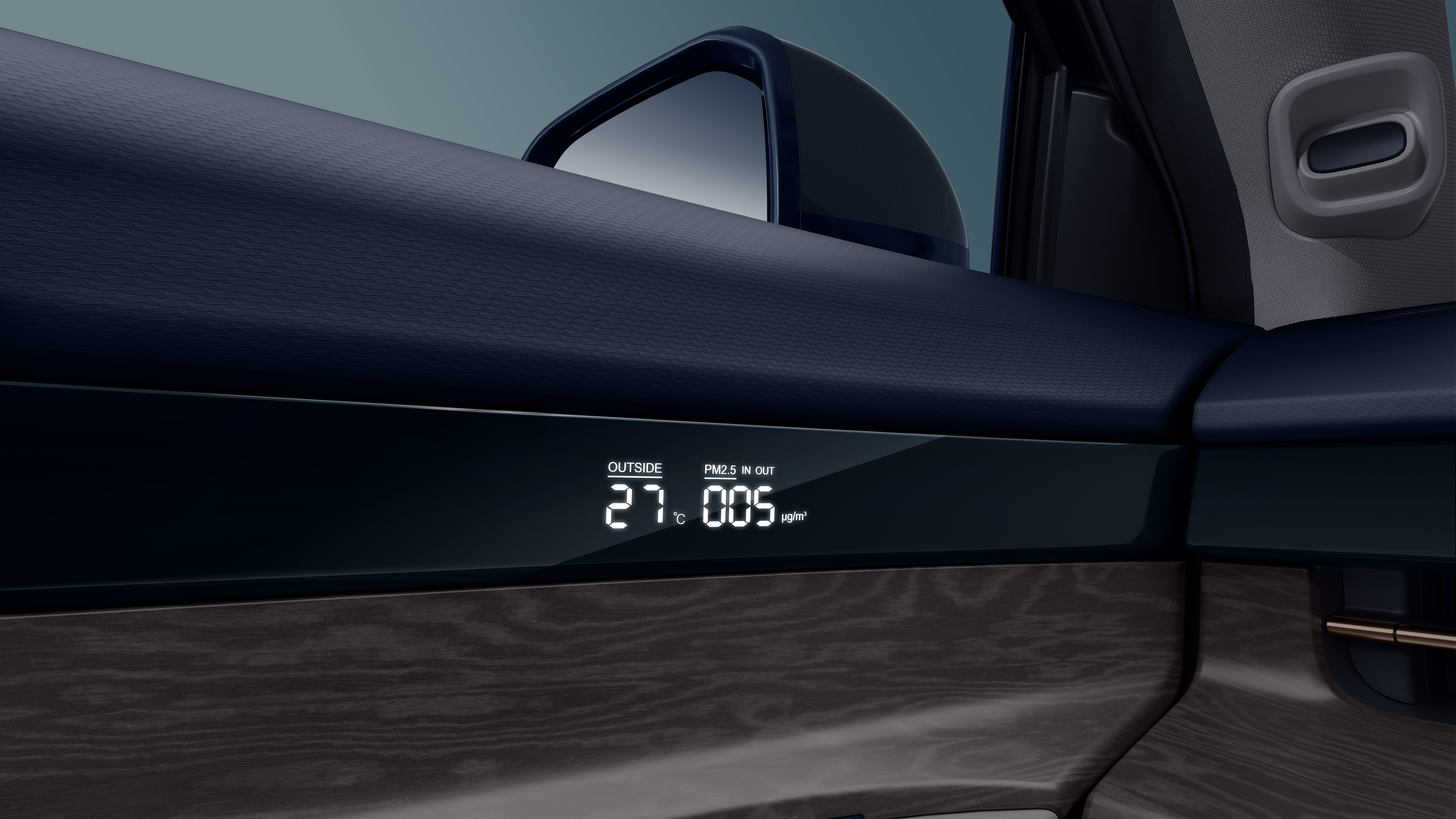 Digital display of air environment outside the vehicle